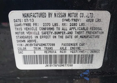 2014 Infiniti Q50 Premium from USA, damaged, VIN JN1BV7AP4EM677098